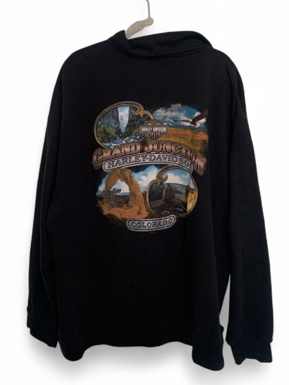 Harley-Davidson Grand Junction Black Long-Sleeve Zip Neck Sweatshirt